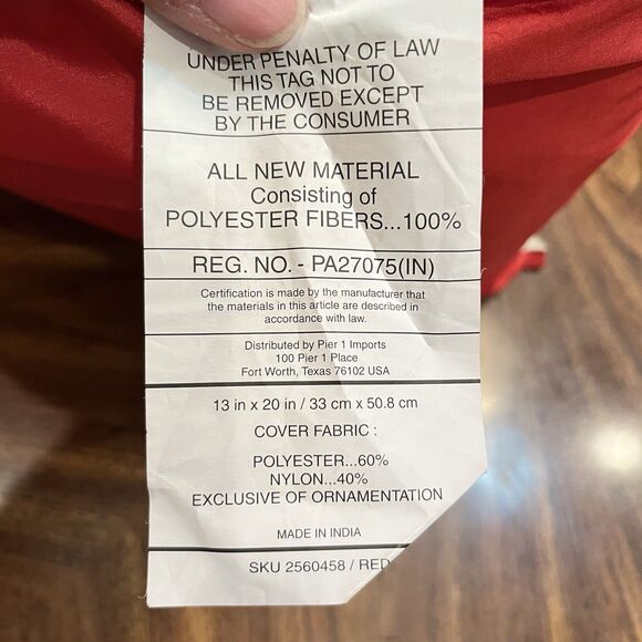 Pier 1 One Imports Throw Pillow Down Red Rose Felt Decor 3D Floral Cherry Red - Picture 11 of 11